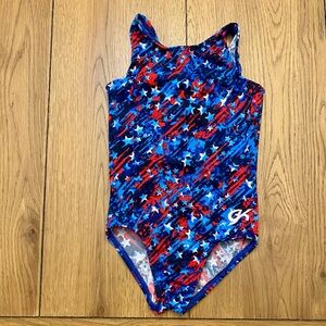 GK Gymnastics Leotard Child Medium Patriotic Red White & Blue